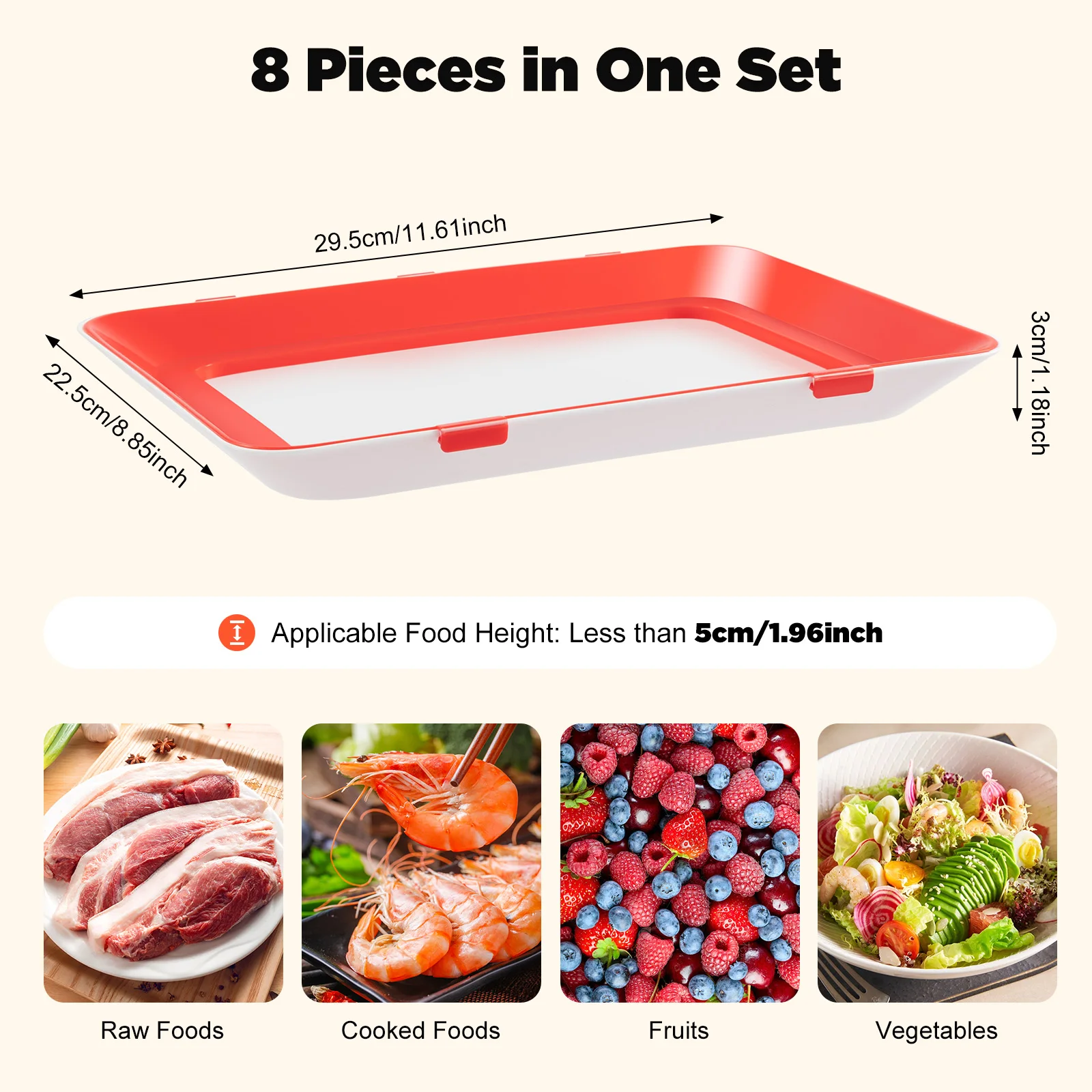 Vacuum Fresh-Keeping Tray Household Kitchen Food Preservation Tray Reusable Meat Dishes Refrigerator Storage Container 8/6/4Pcs