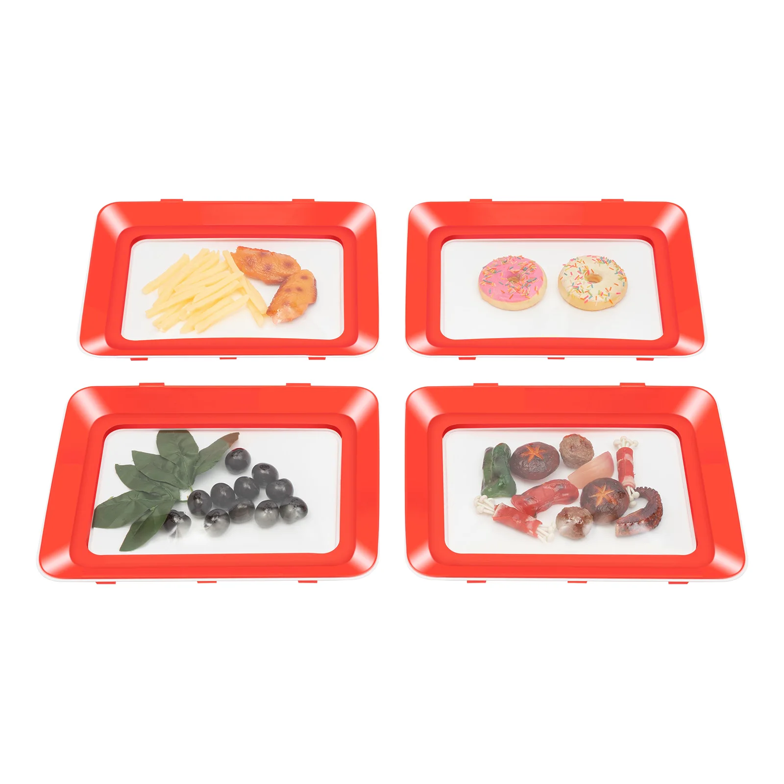 Vacuum Fresh-Keeping Tray Household Kitchen Food Preservation Tray Reusable Meat Dishes Refrigerator Storage Container 8/6/4Pcs
