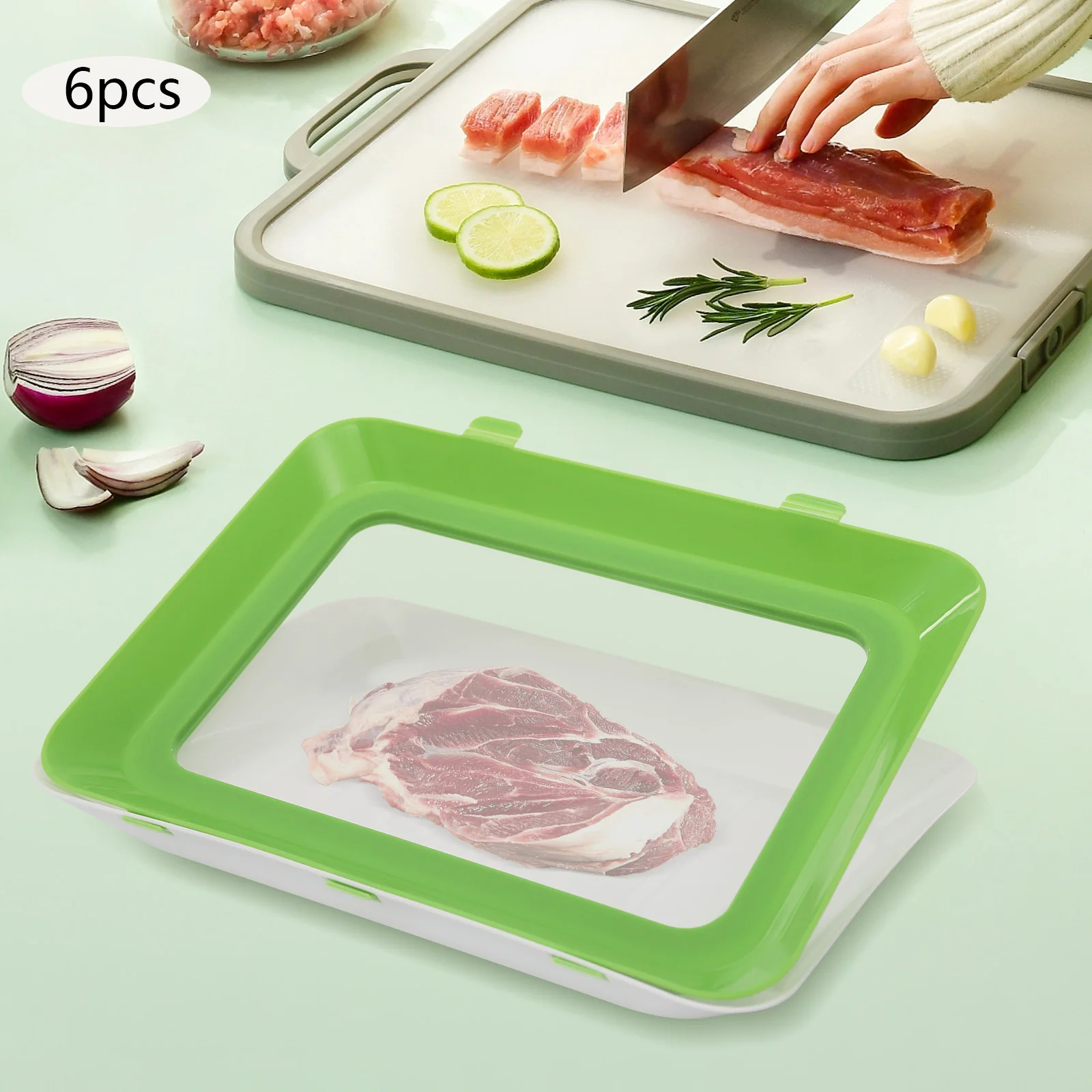 Vacuum Fresh-Keeping Tray Household Kitchen Food Preservation Tray Reusable Meat Dishes Refrigerator Storage Container 8/6/4Pcs