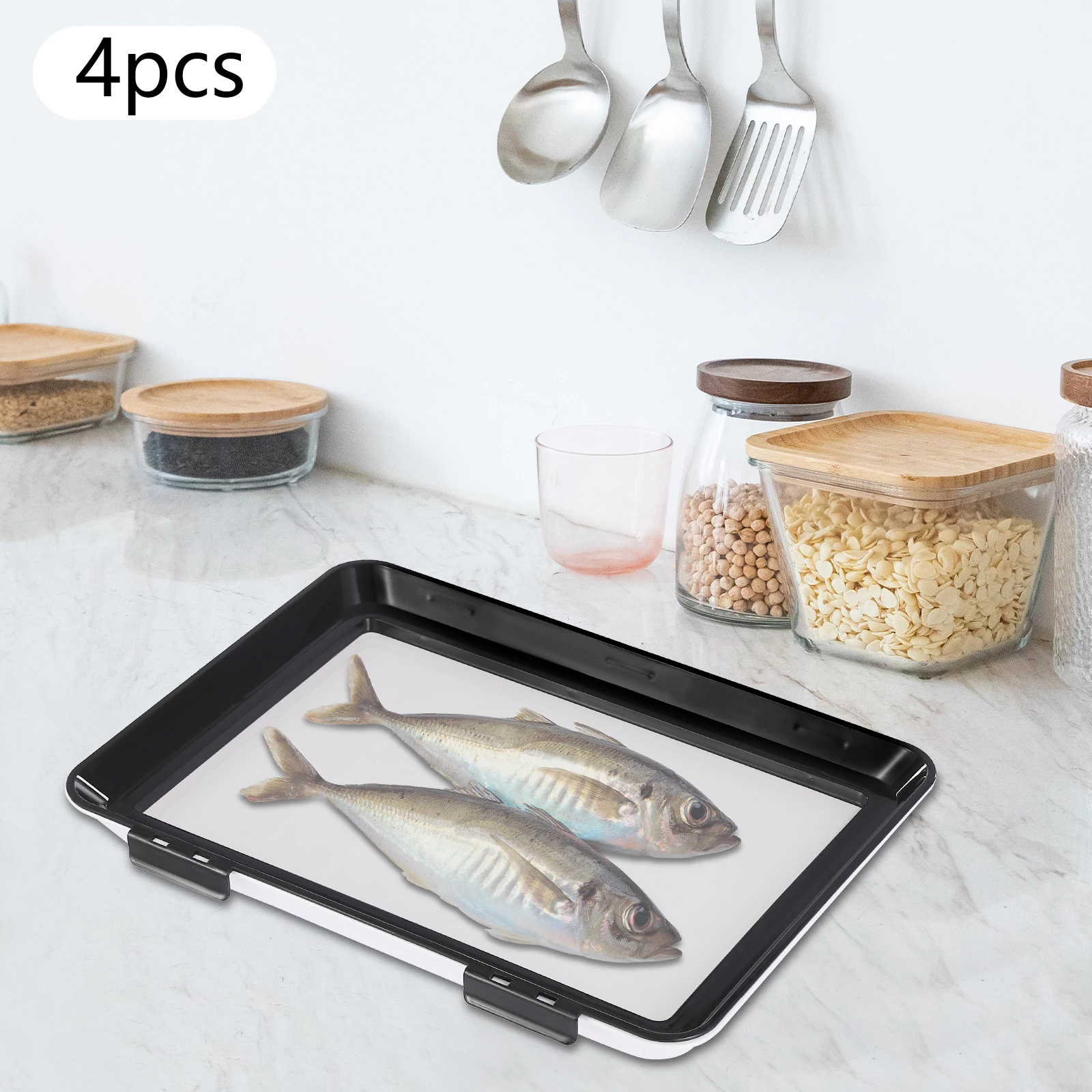 Vacuum Fresh-Keeping Tray Household Kitchen Food Preservation Tray Reusable Meat Dishes Refrigerator Storage Container 8/6/4Pcs