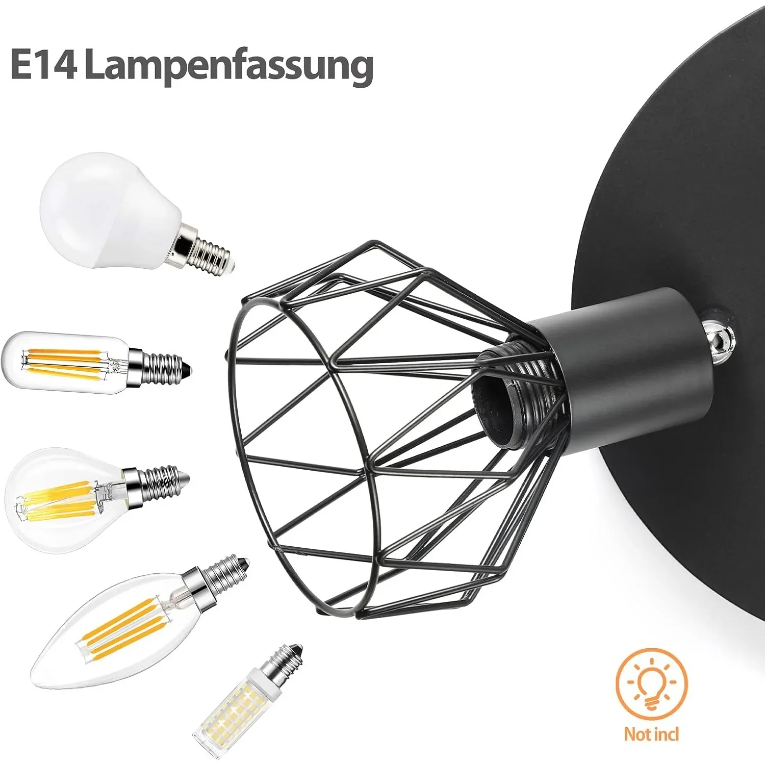 LED Ceiling Spotlight 3/4/6 Bulb Round Black 350° Ceiling Spotlight E14 Ceiling Light Spotlight Swivelling Ceiling Spotlight