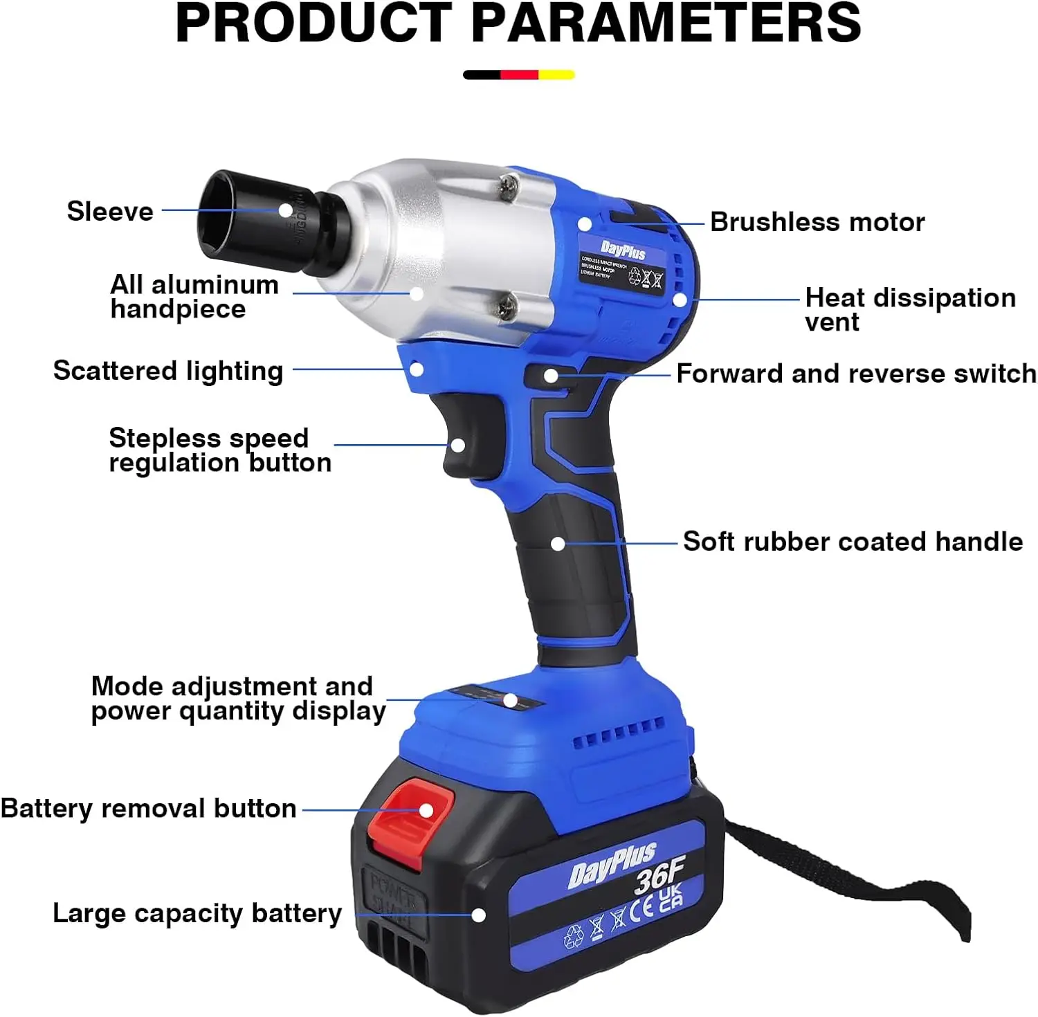 21V Electric Screwdriver Cordless Drill Impact Wrench Battery Impact Wrench 420NM Screwdriver 3IN1 Impact Brushless Wrench Tool