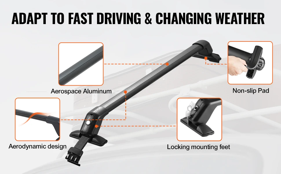 SucceBuy Universal Roof Rack Cross Bars Thickened Aluminum Roof Rack Crossbar Fit Roof Without Side Rail with 70KG Load Capacity