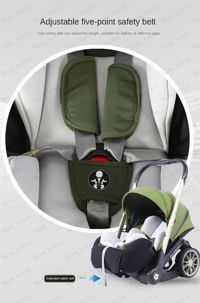 4in1 baby stroller two-way Multifunctional newborn baby stroller 3in1 Foldable Basket type seat Lightweight Travel Pram