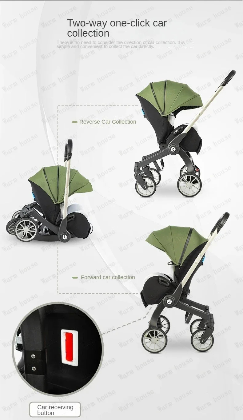 4in1 baby stroller two-way Multifunctional newborn baby stroller 3in1 Foldable Basket type seat Lightweight Travel Pram