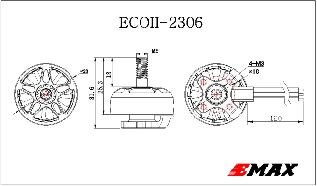 EMAX ECO II 2306 1900KV 3-6S 2400KV 3-4S Brushless Motor for FPV Racing RC Drone