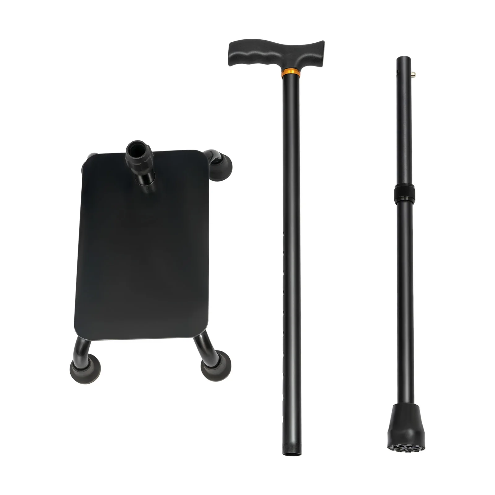 Large Pedal Stairs Cane Half Step Height Adjustable 2-in-1 Non-slip Walking Stick for Elderly