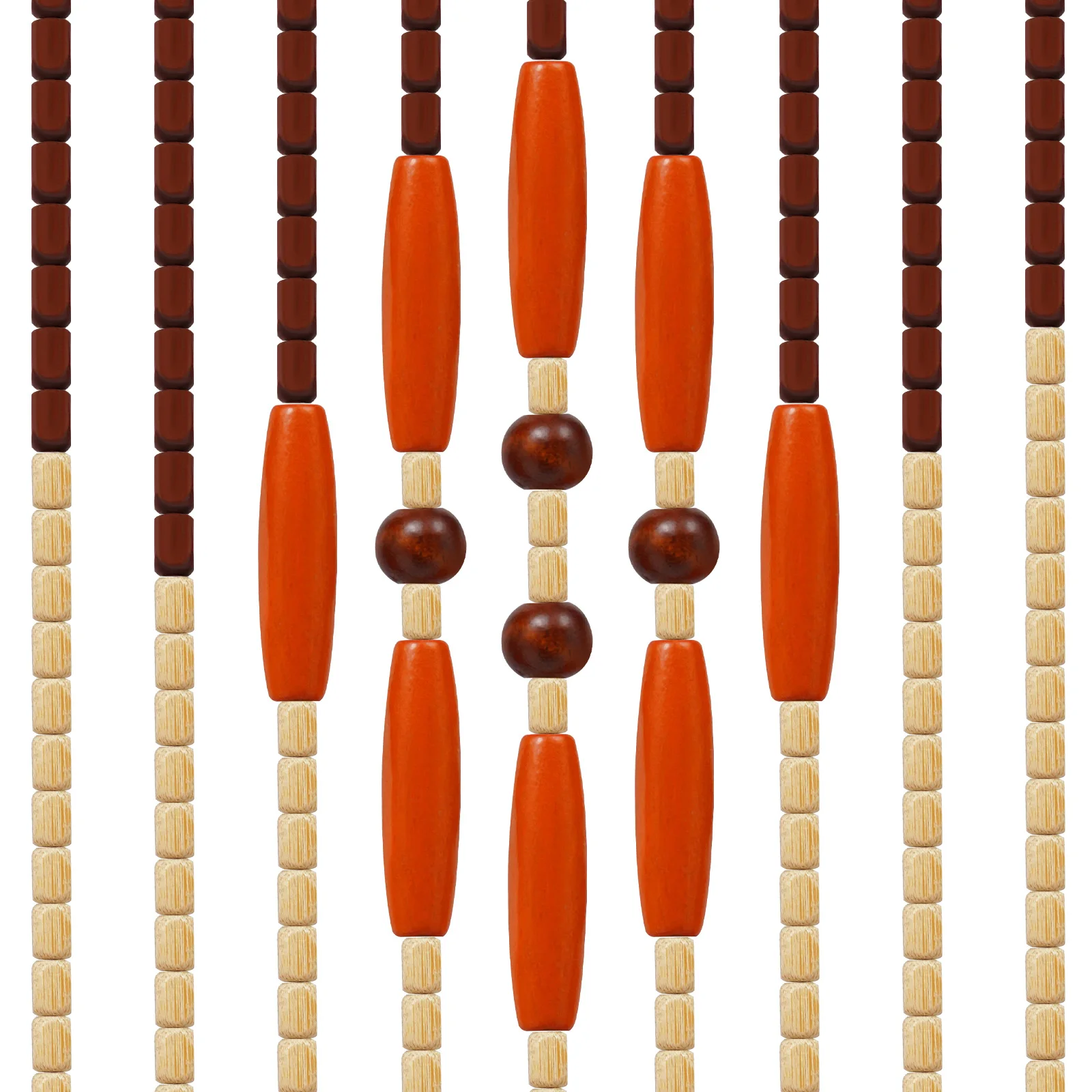 Bamboo Wood Beaded Curtain Colorful Doorway Bead String Curtain Simple Installation Round Bead Pendants
