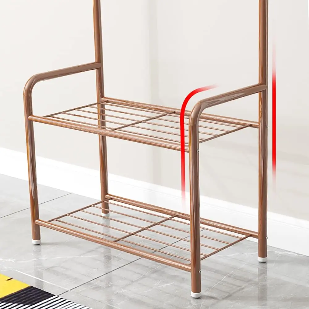 Garderobe, Freistehende Garderobe für das Schlafzimmer, Metallgarderobe mit Haken für Mäntel, Schuhregale, Taschen und Hüte