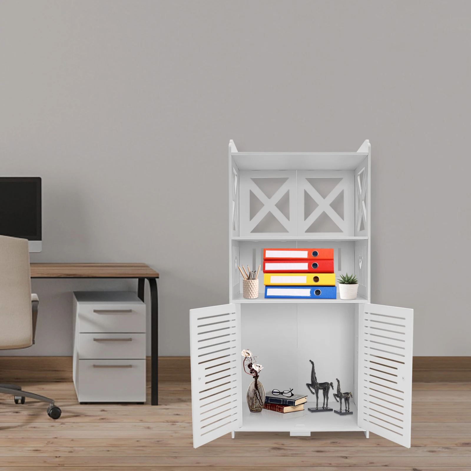 4 Tier Storage Rack Waterproof Bathroom Organizer Strong Load-Bearing Capacity Heighten Guardrails for Bedrooms/Living Rooms