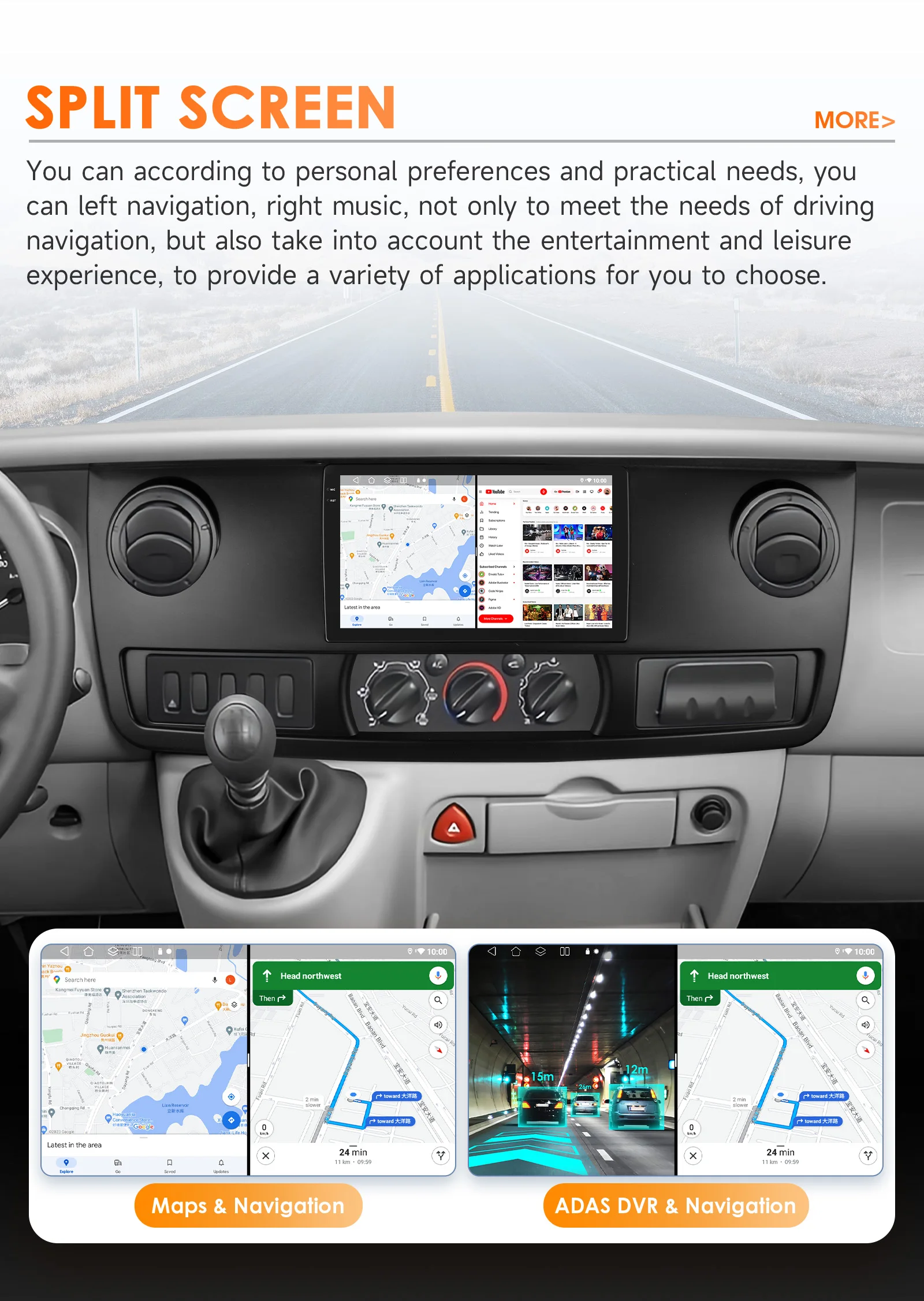 Hizpo 10.1inch Android14 Car Radio for Renault Master 2003 - 2011 RDS DSP GPS Navigation CarPlay BT 4G Snapdragon 6115 Headunit