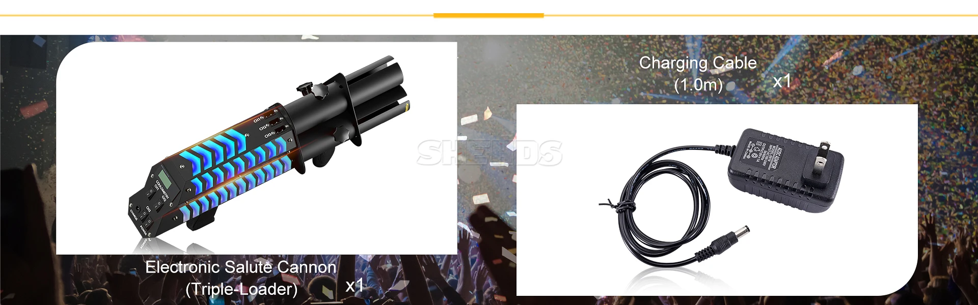 SHEHDS Rechargeable Single Hole RGB Confetti Machine Aluminum Alloy Body Safe and Reliable Battery Electronic for DJ Party