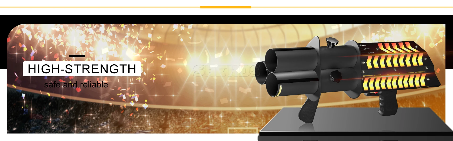 SHEHDS Rechargeable Single Hole RGB Confetti Machine Aluminum Alloy Body Safe and Reliable Battery Electronic for DJ Party