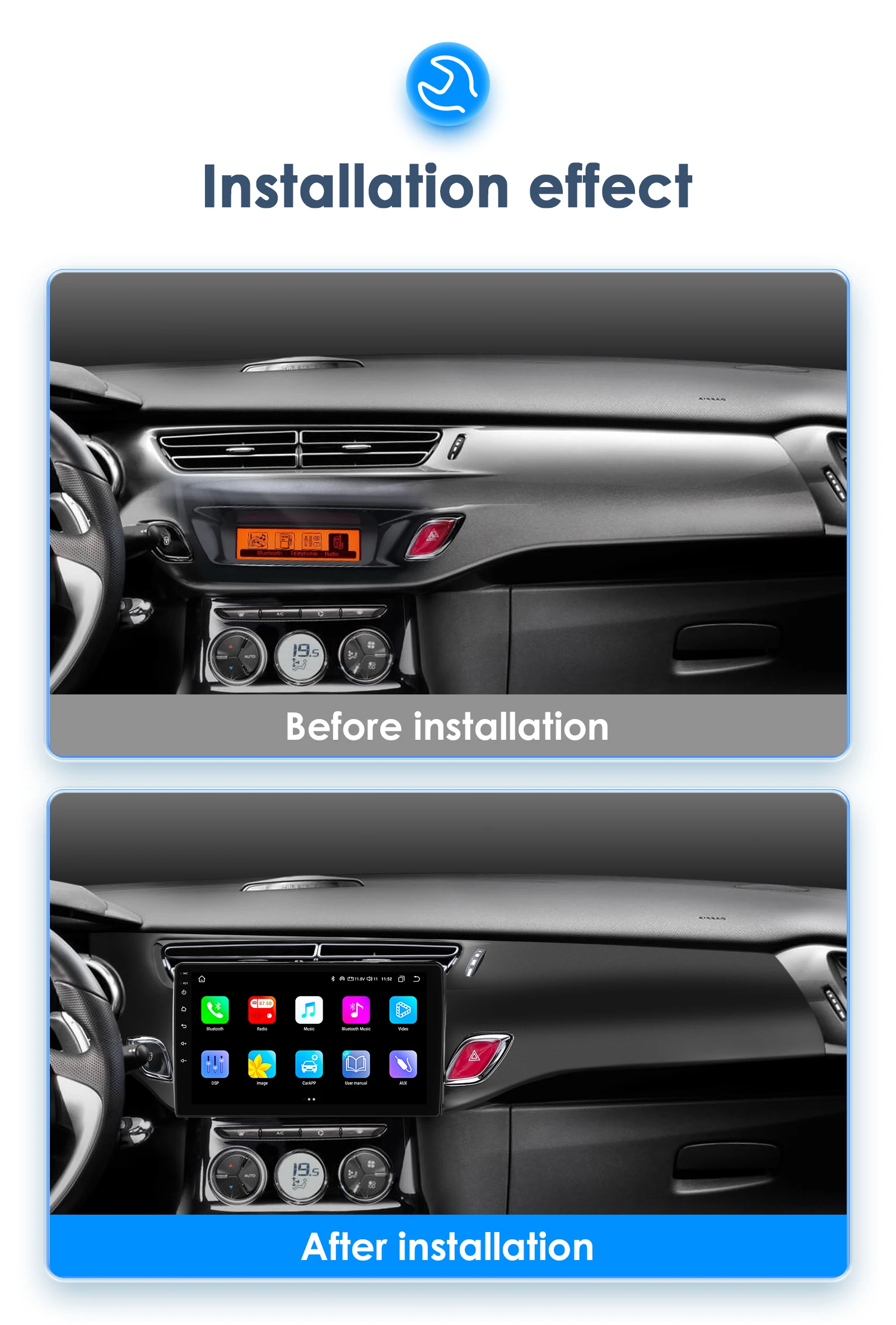 9" Hizpo 2Din Android13 Car Radio for Citroen C3 DS3 2010 - 2016 GPS RDS DSP BT Android Auto CarPlay UI8581 Intelligent System