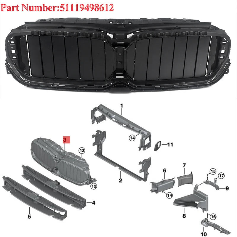 SAIQINGSP For BMW 5-Series G30 G31 2020-23 51119498612 Front Bumper Radiator Grill Shutter