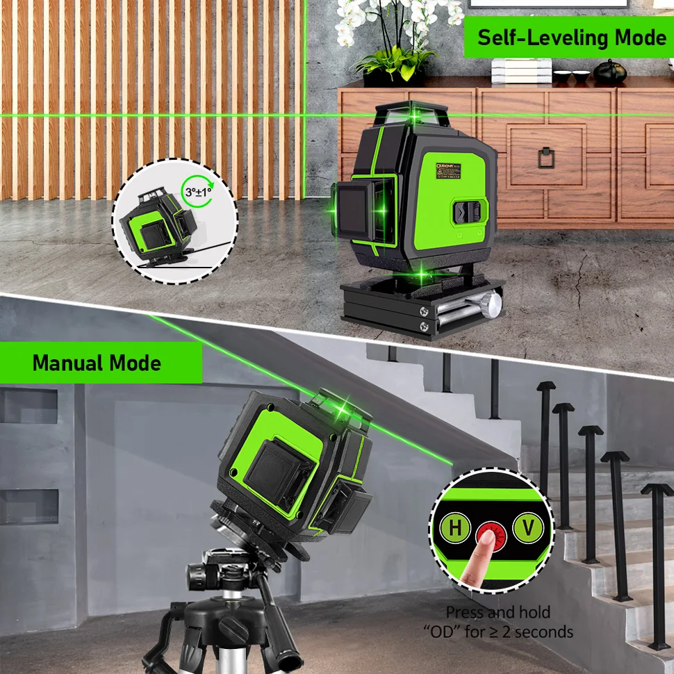 Clubiona 16 lines professional Super powerful Green Beams Laser Level With 2pcs batteries and receiver