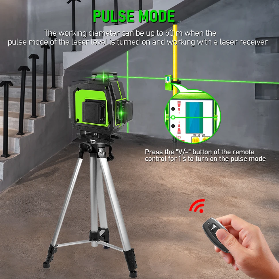 Clubiona 16 lines professional Super powerful Green Beams Laser Level With 2pcs batteries and receiver