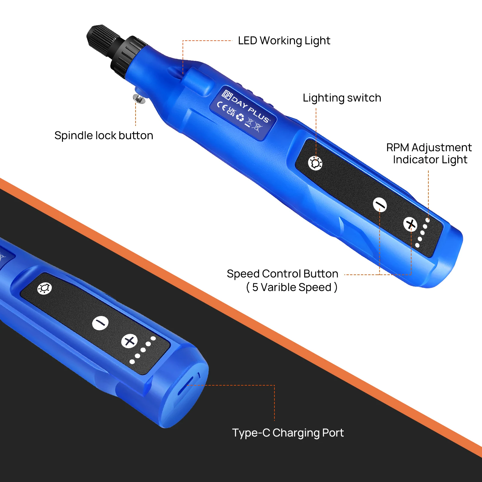 42W Cordless Rotary Tool Kit, 1.5Ah Li-Ion Battery,5 Variable Speed, 80pcs Accessories, for Grinding Carving Sanding Polishing