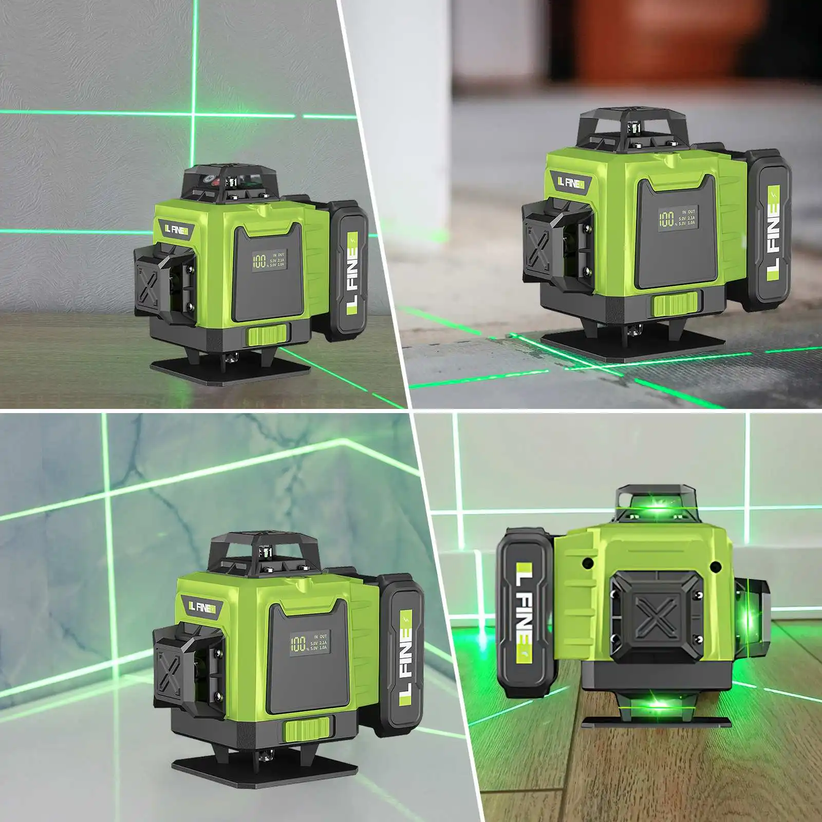16 Lines 4D Laser Level 12 Lines 3D level 360 ° selflifting Horizontal and Vertical Cross Super power Green Laser Beams