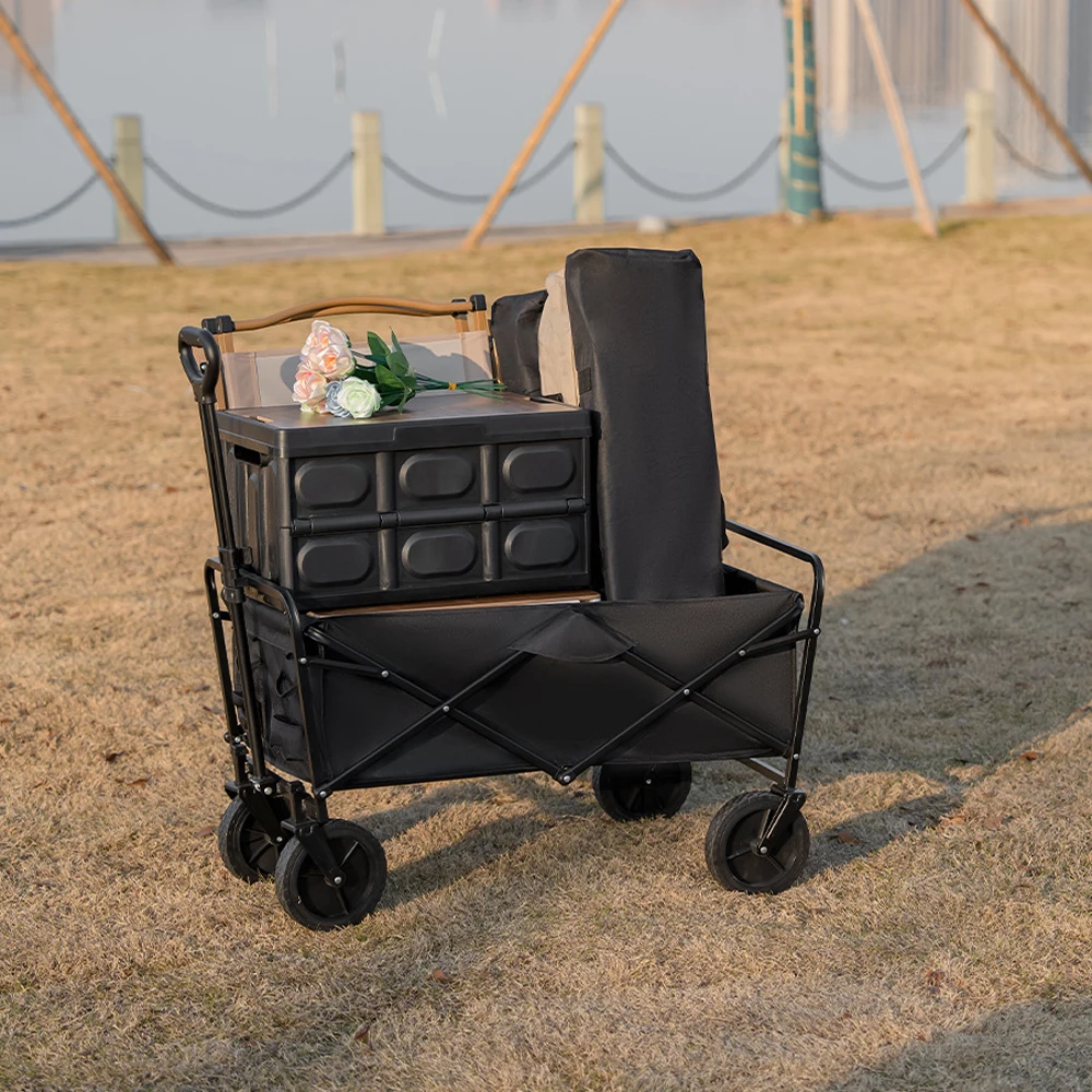 Large Collapsible Garden Camping Trolley Cart Outdoor Strong Load-bearing Beach Wagon Utility Carts With Wheels and Handle