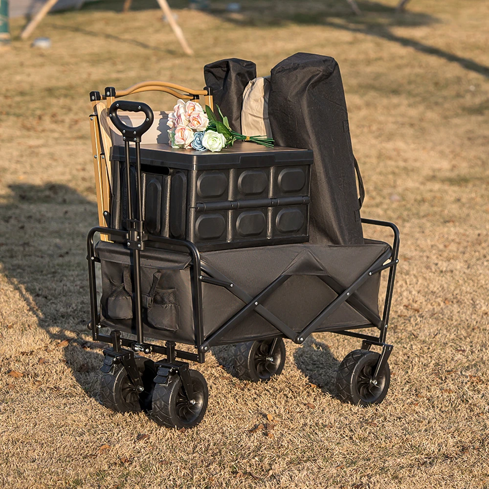 Large Collapsible Garden Camping Trolley Cart Outdoor Strong Load-bearing Beach Wagon Utility Carts With Wheels and Handle