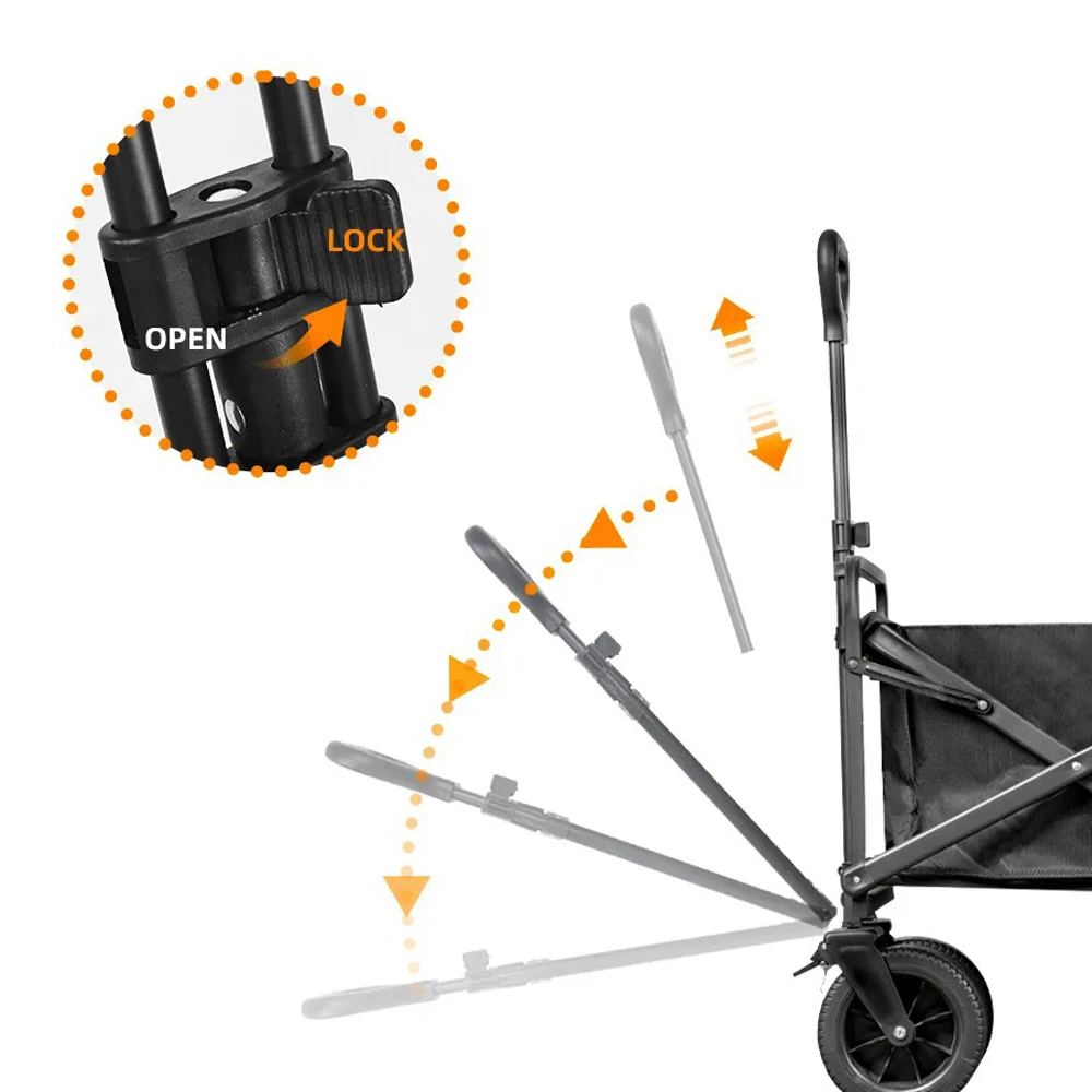 Large Collapsible Garden Camping Trolley Cart Outdoor Strong Load-bearing Beach Wagon Utility Carts With Wheels and Handle