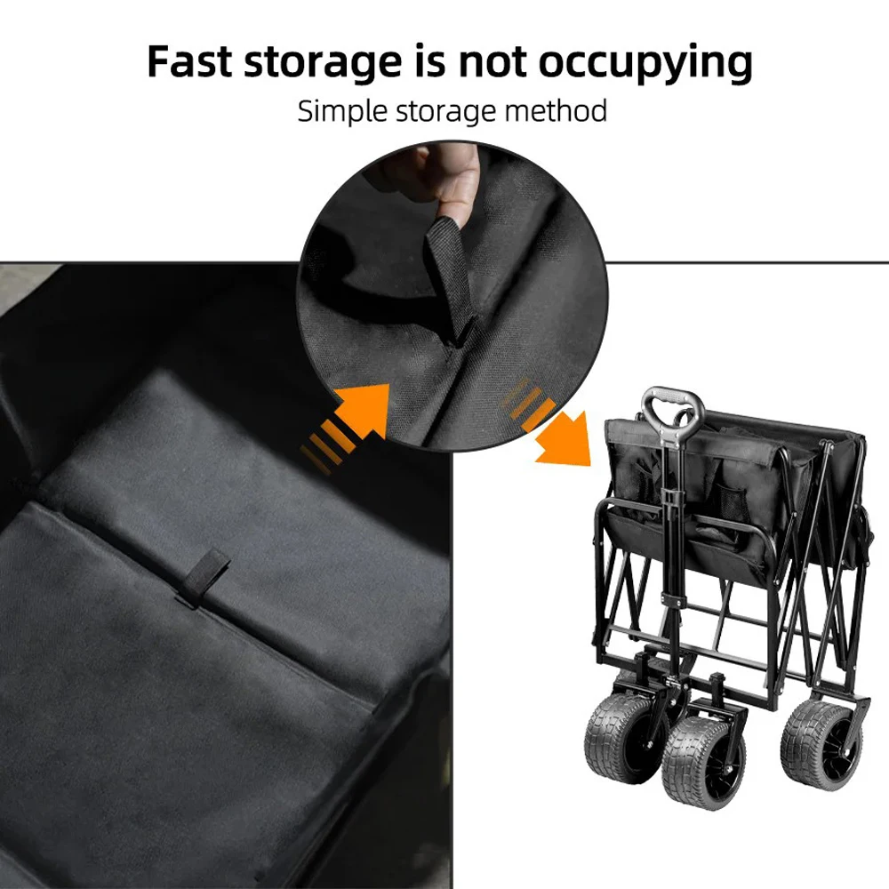 Large Collapsible Garden Camping Trolley Cart Outdoor Strong Load-bearing Beach Wagon Utility Carts With Wheels and Handle