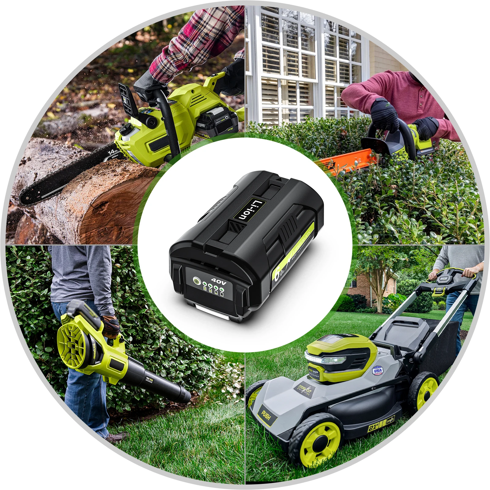 For Ryobi Battery 40V OP4050 6000mAh Lithium-ion Battery Replacement Battery For Ryobi OP4050 OP4060 Series Lawn Mowers Tool