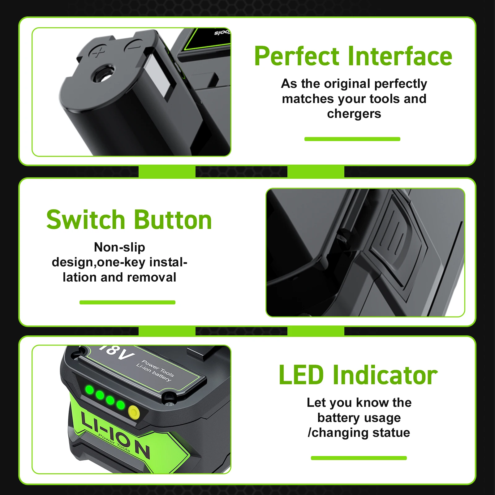 Bonacell 6000mah For Ryobi 18V Tool Battery Li-ion Battery Replacement Battery For Ryobi P108 P104 P107 Cordless Power Tools