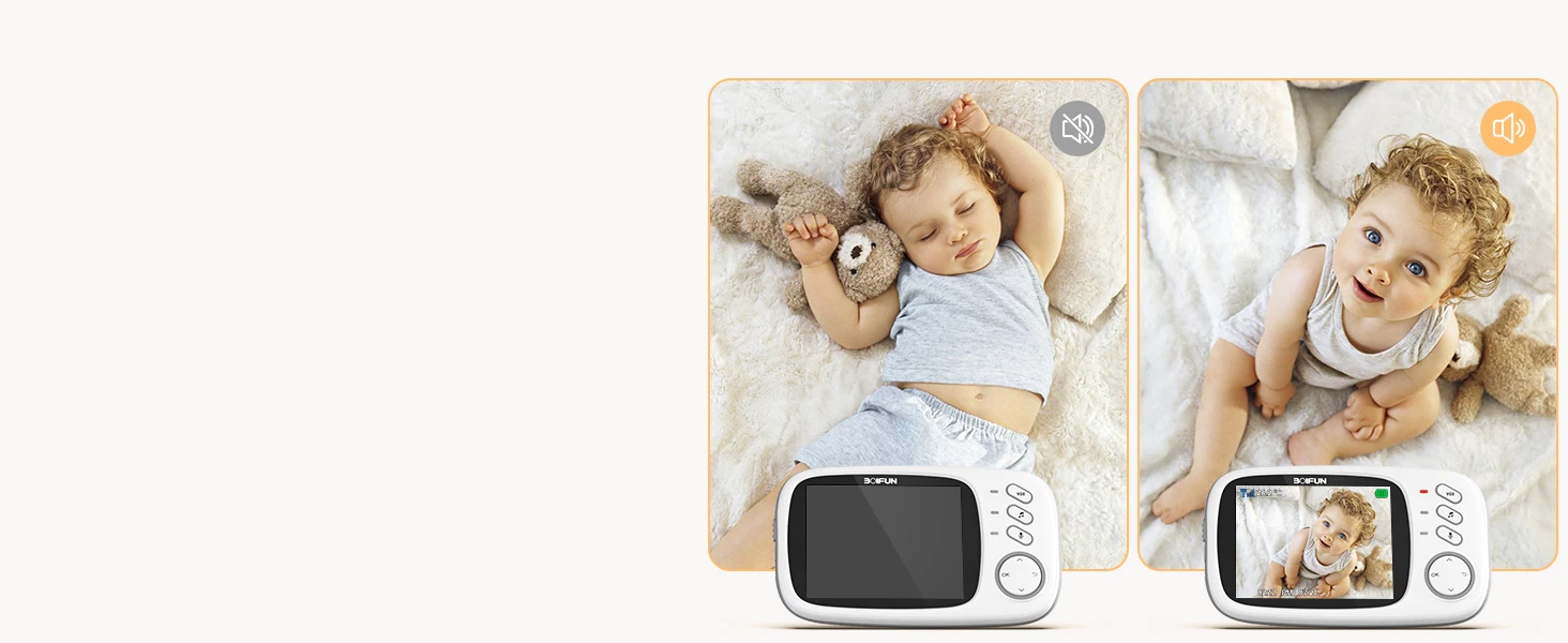 Boifun Baby Monitor with Camera, Surveillance with 3.2 Inch Digital LCD Screen Wireless, VOX, Night Vision,Temperature Monitor