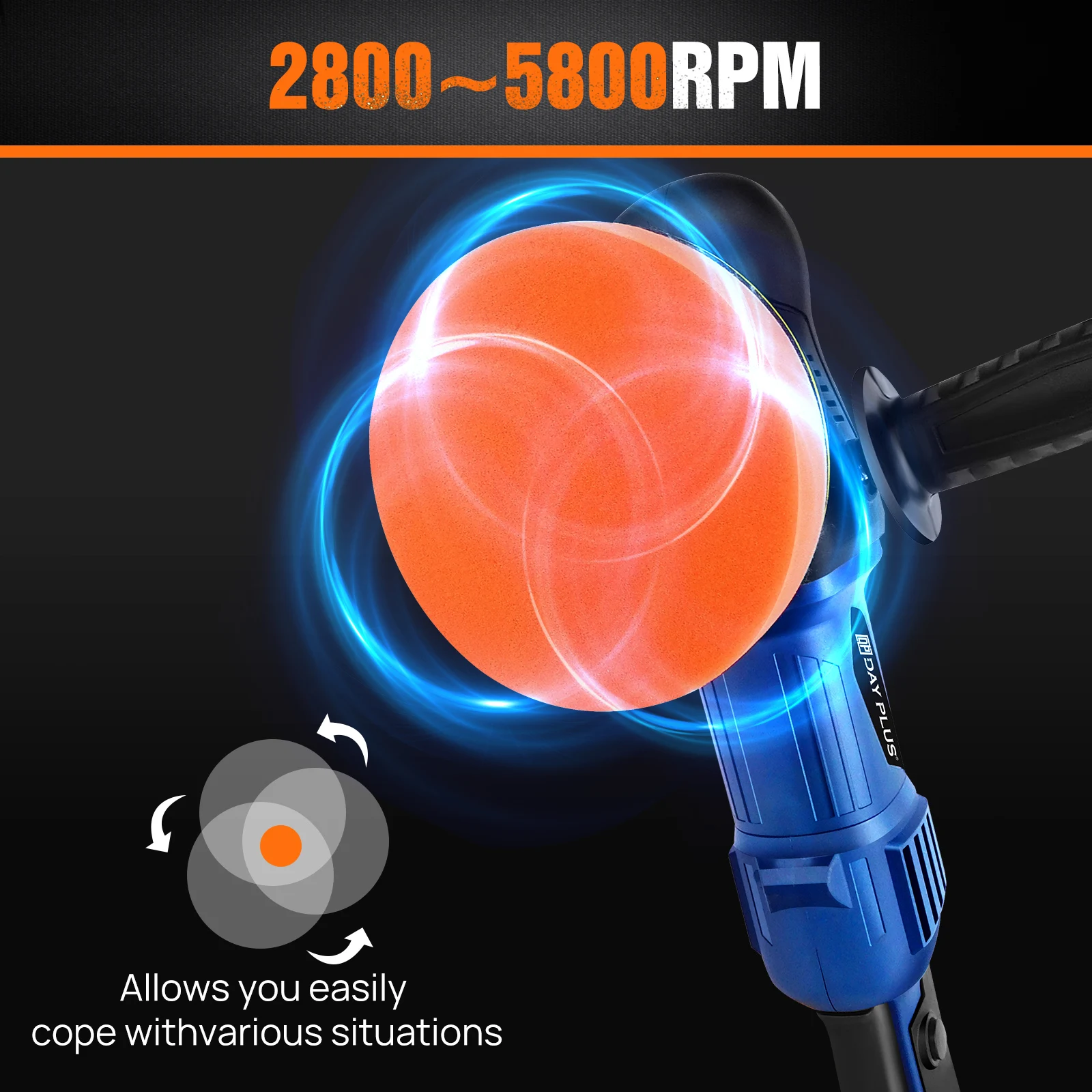 BRIEFNESS Dual Action Car Polisher Variable Speed Dual Action Car Polisher 5000W Dual Action Car Polisher DA Car Polisher