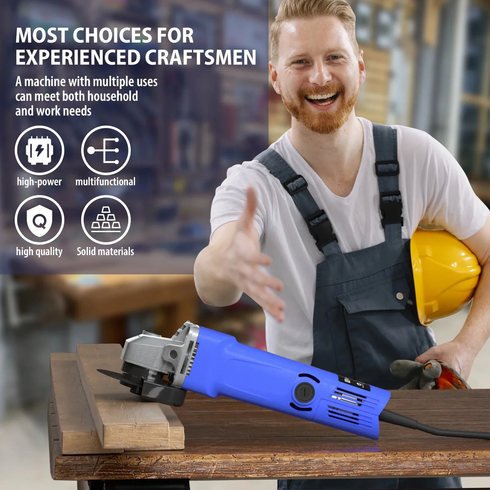 High Performance Professional Corded 900W Angle Grinder 12000RPM Cutting Sanding Polishing Grinding 115mm Disc Precision Tool