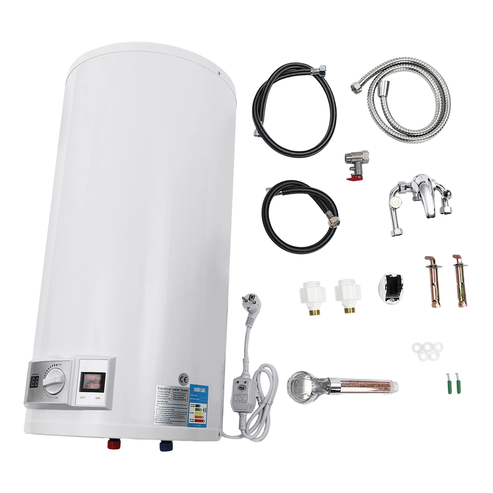 80L Electric Hot Water Storage Tank, 2000 W Heating Output and Thermometer, Energy Saving, Water Boiler, Hot Water Boiler