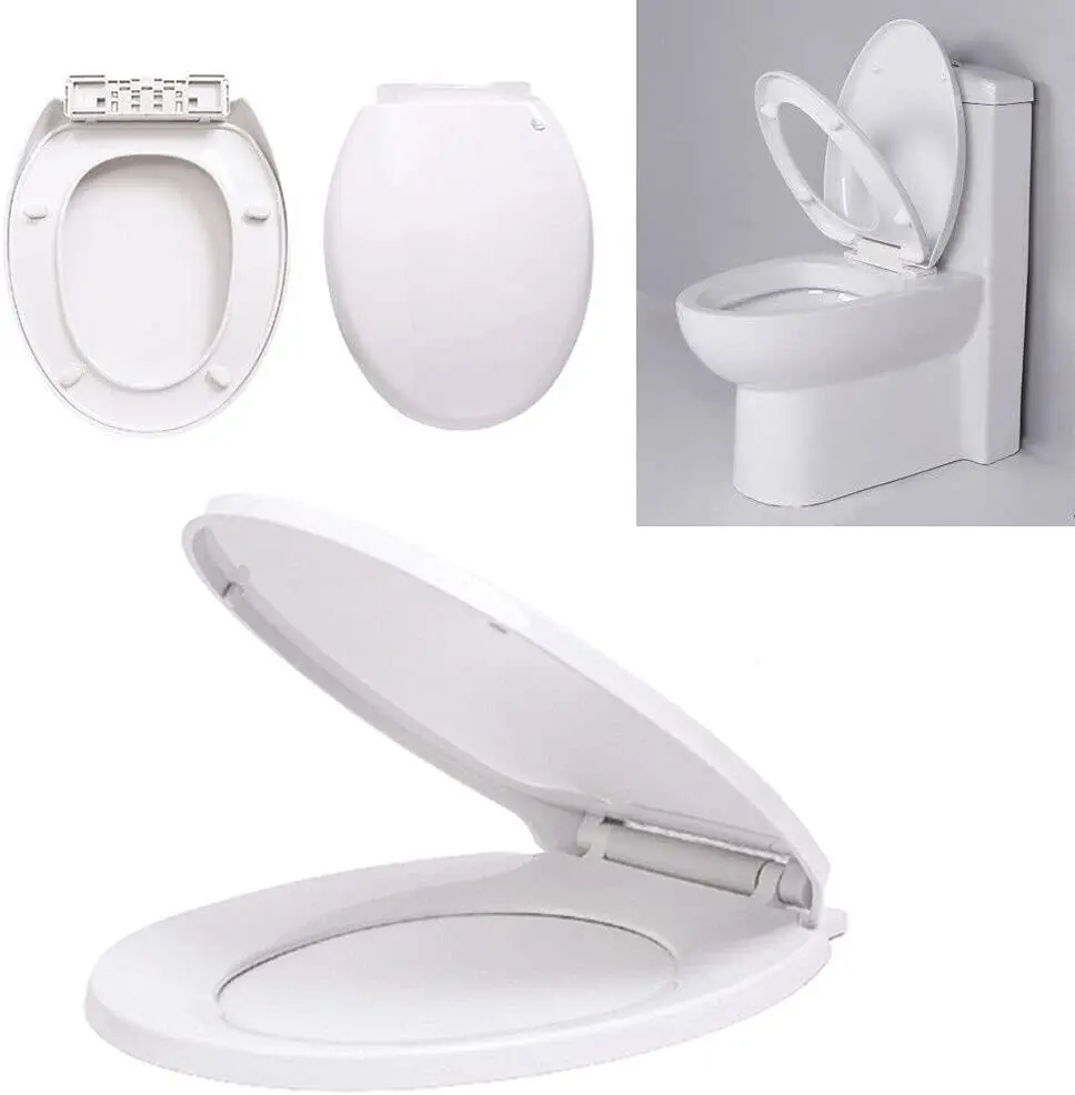 BRIEFNESS D-Type Toilet Cover with Soft-Close Mechanism clip-on toilet seat Antimicrobial Easy to CleanRemovable