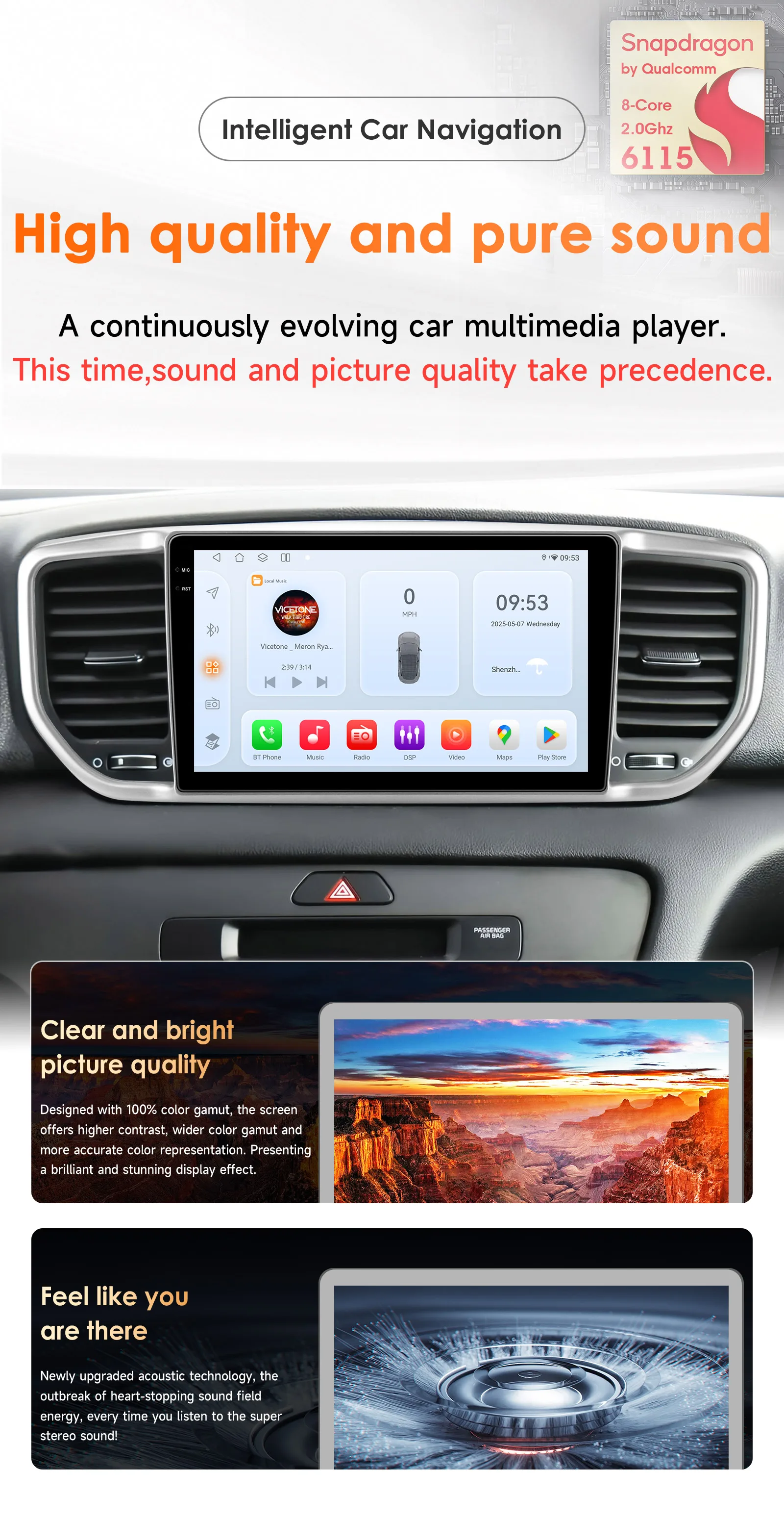Hizpo 9inch AI Voice Car Radio For Kia Sportage 4 QI KX5 2018 - 2021 Carplay 2din GPS Navi Stereo Android Auto Multimedia Player