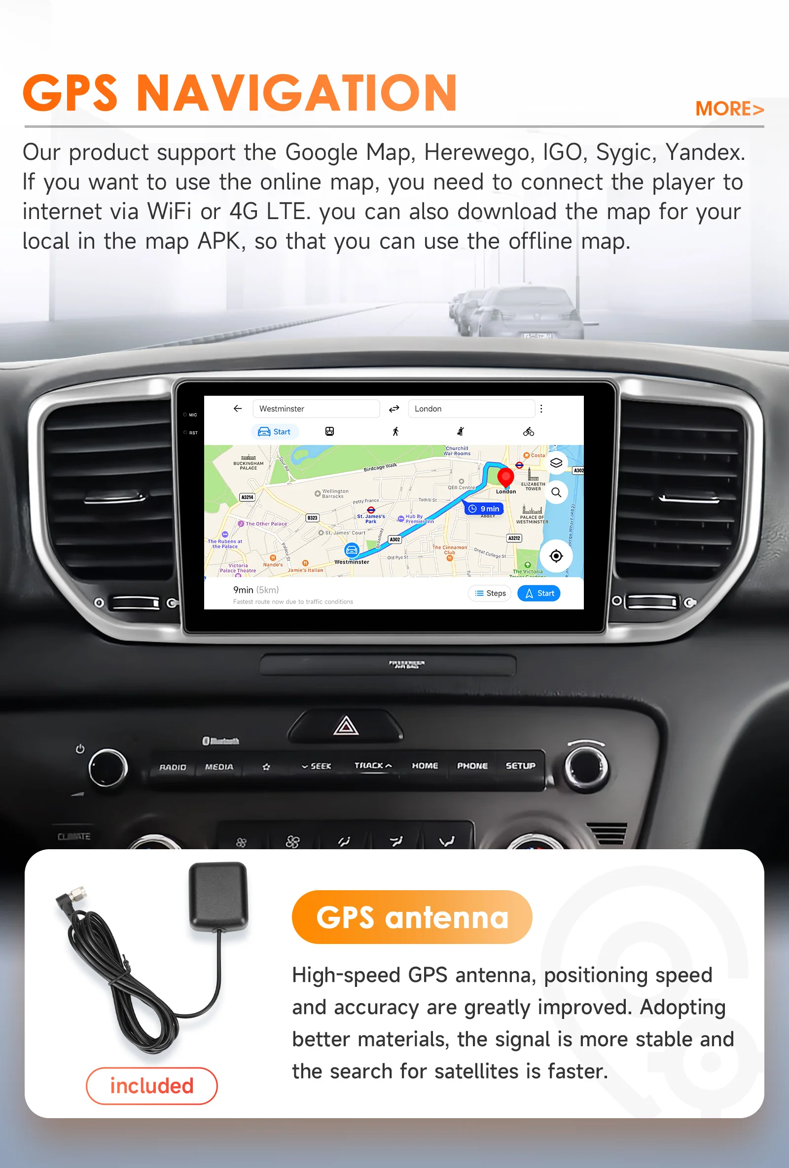 Hizpo 9inch AI Voice Car Radio For Kia Sportage 4 QI KX5 2018 - 2021 Carplay 2din GPS Navi Stereo Android Auto Multimedia Player