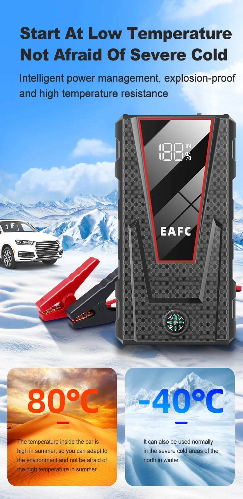 Car Jump Starter 1200A Portable Power Bank Car Battery Booster 12V Car Starting Device for Petrol 4.0L Diesel 2.0L
