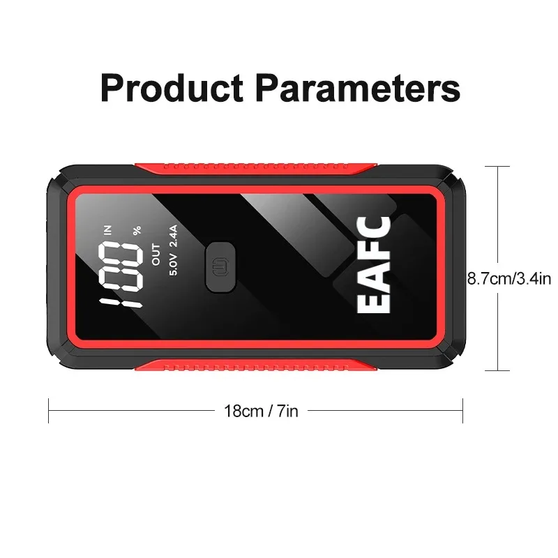 Car Jump Starter 1200A Portable Power Bank Car Battery Booster 12V Car Starting Device for Petrol 4.0L Diesel 2.0L