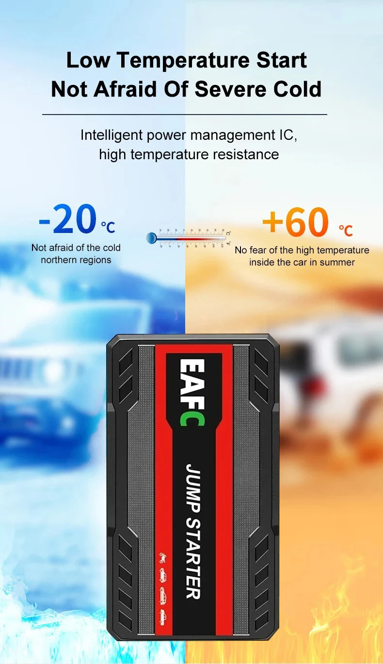 Car Jump Starter 1200A Portable Power Bank Car Battery Booster 12V Car Starting Device for Petrol 4.0L Diesel 2.0L