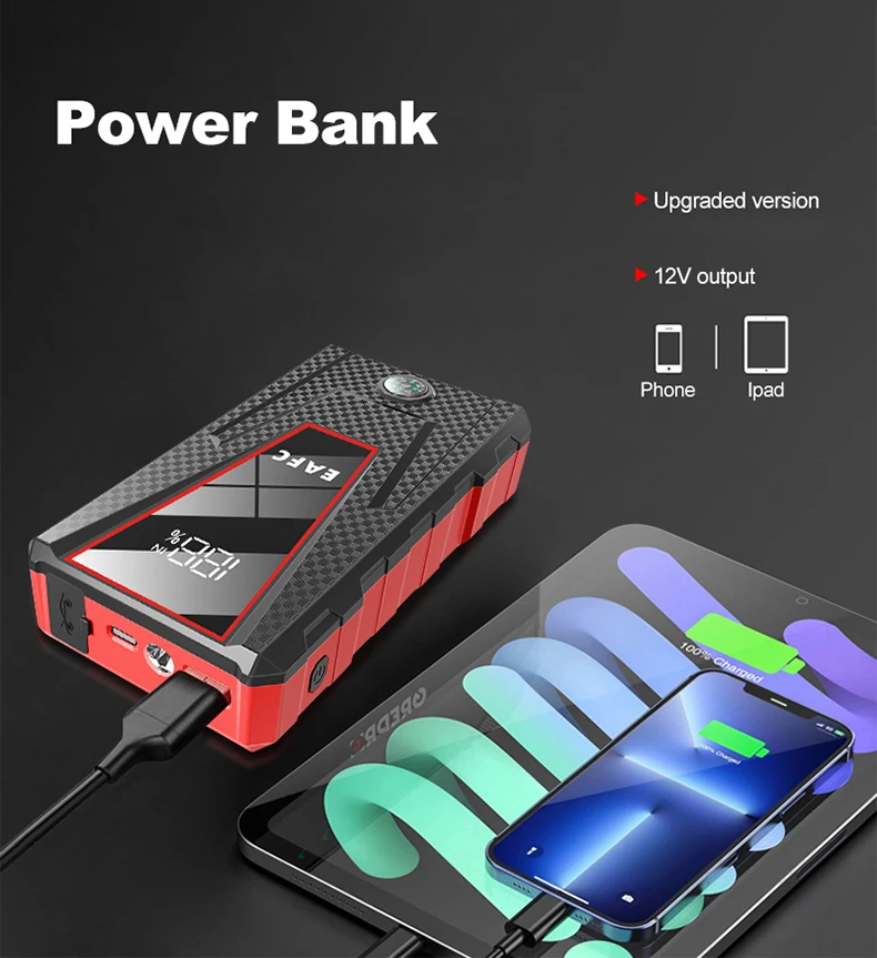Car Jump Starter 1200A Portable Power Bank Car Battery Booster 12V Car Starting Device for Petrol 4.0L Diesel 2.0L