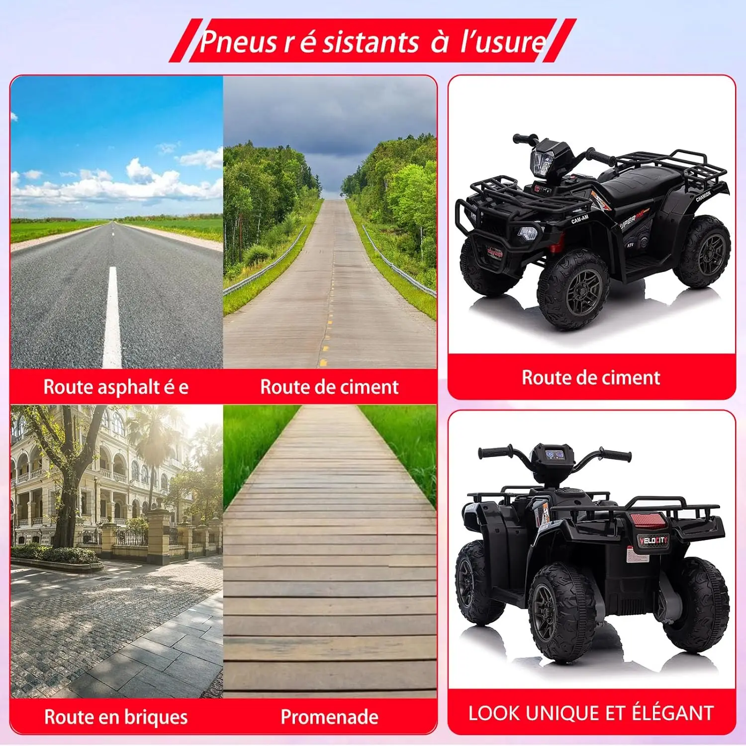 12V Electric ATV for Kids Push Vehicle with Safe Speed of 2.2mph Forward/Reverse Function LED Headlight Music and USB