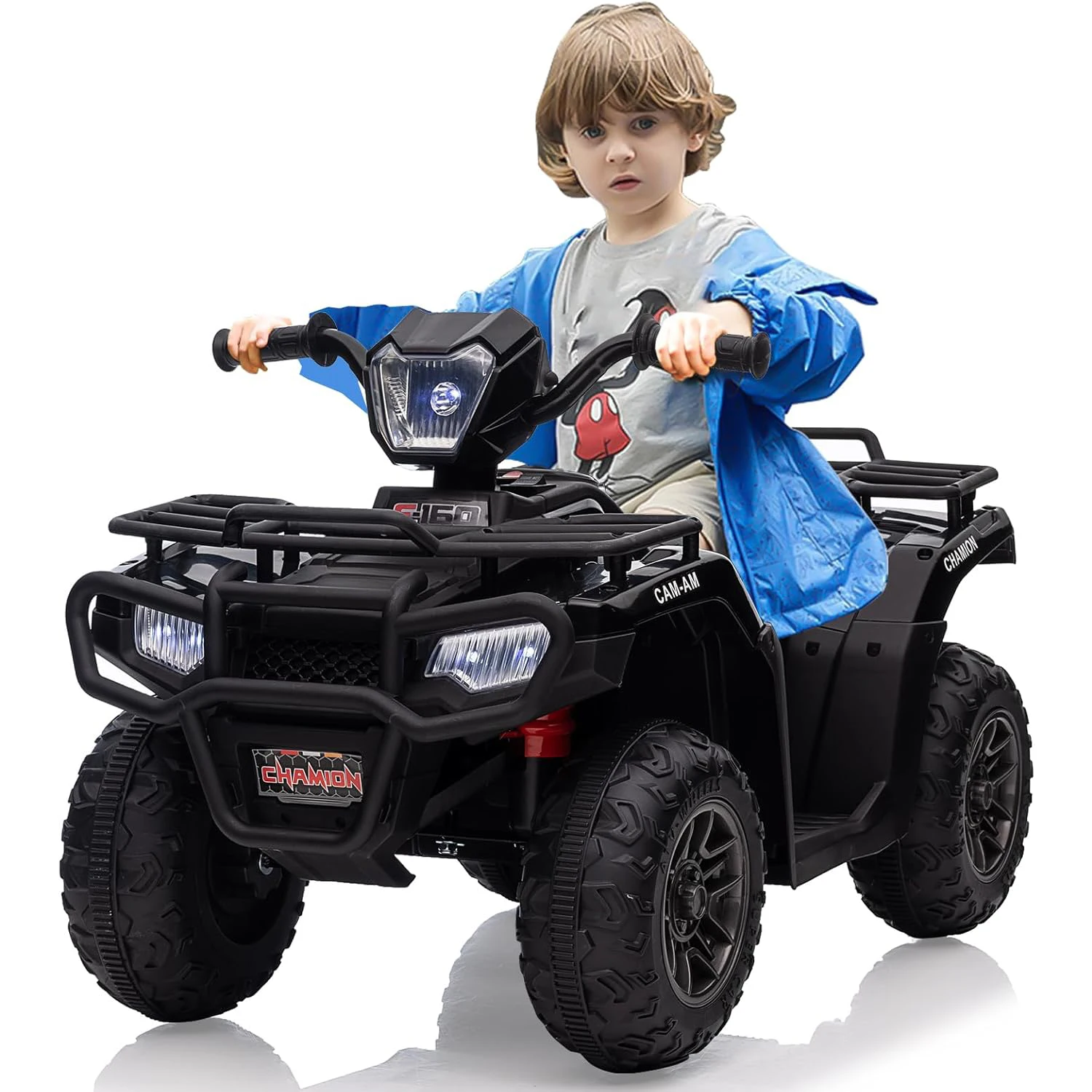 12V Electric ATV for Kids Push Vehicle with Safe Speed of 2.2mph Forward/Reverse Function LED Headlight Music and USB