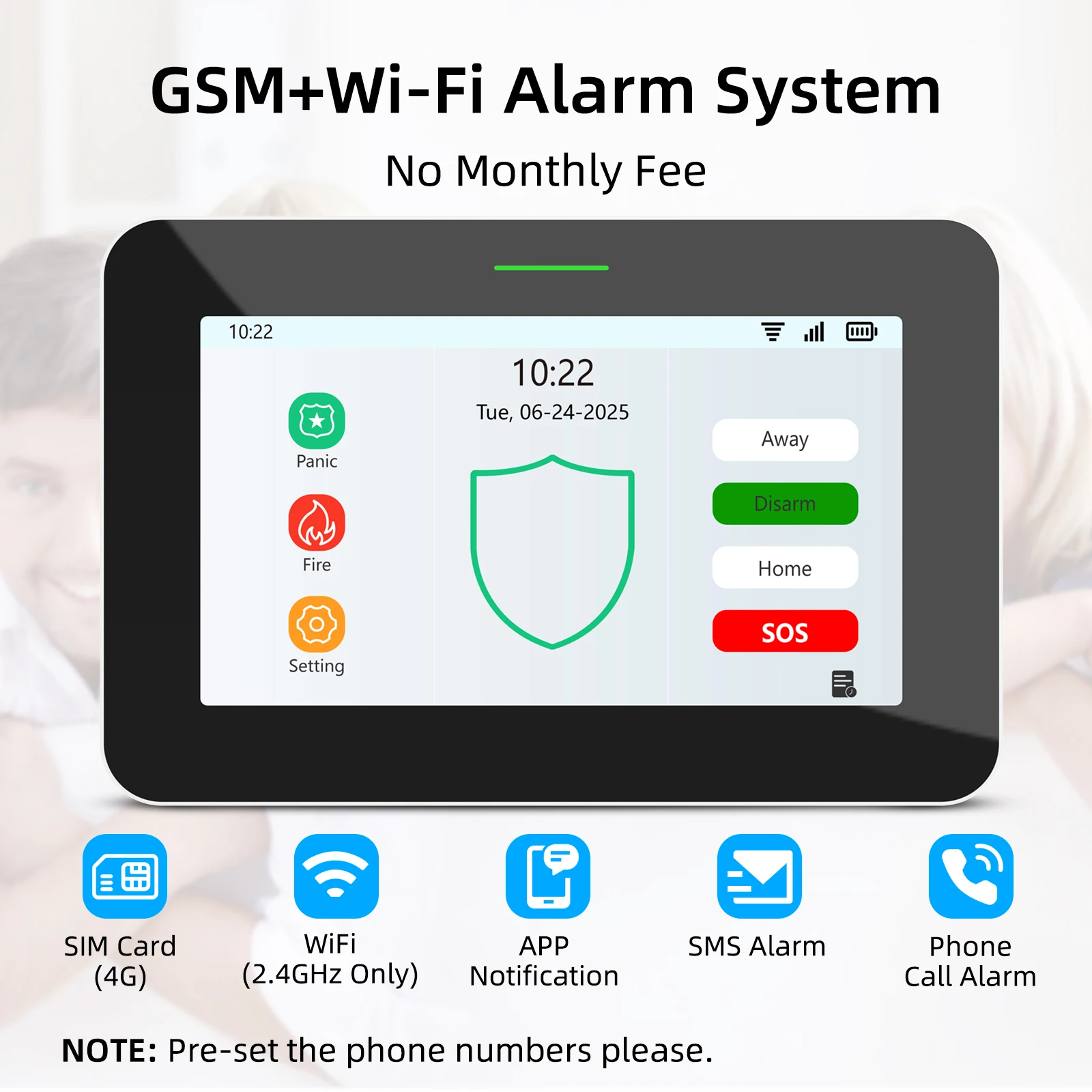 CPVAN 7 inch Smart Home Alarm System Wireless WiFi Home burglar Security Alarm with accessories support Tuya Smart Life control