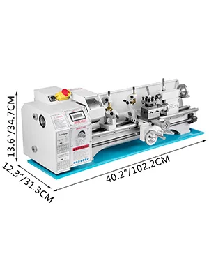 SucceBuy Mini Metal Lathe Machine 8.7x29.5 inch / 220x750MM 1100W Infinitely Variable Speed LED for Counter Face Turning Driling