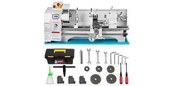 SucceBuy Mini Metal Lathe Machine 8.7x29.5 inch / 220x750MM 1100W Infinitely Variable Speed LED for Counter Face Turning Driling