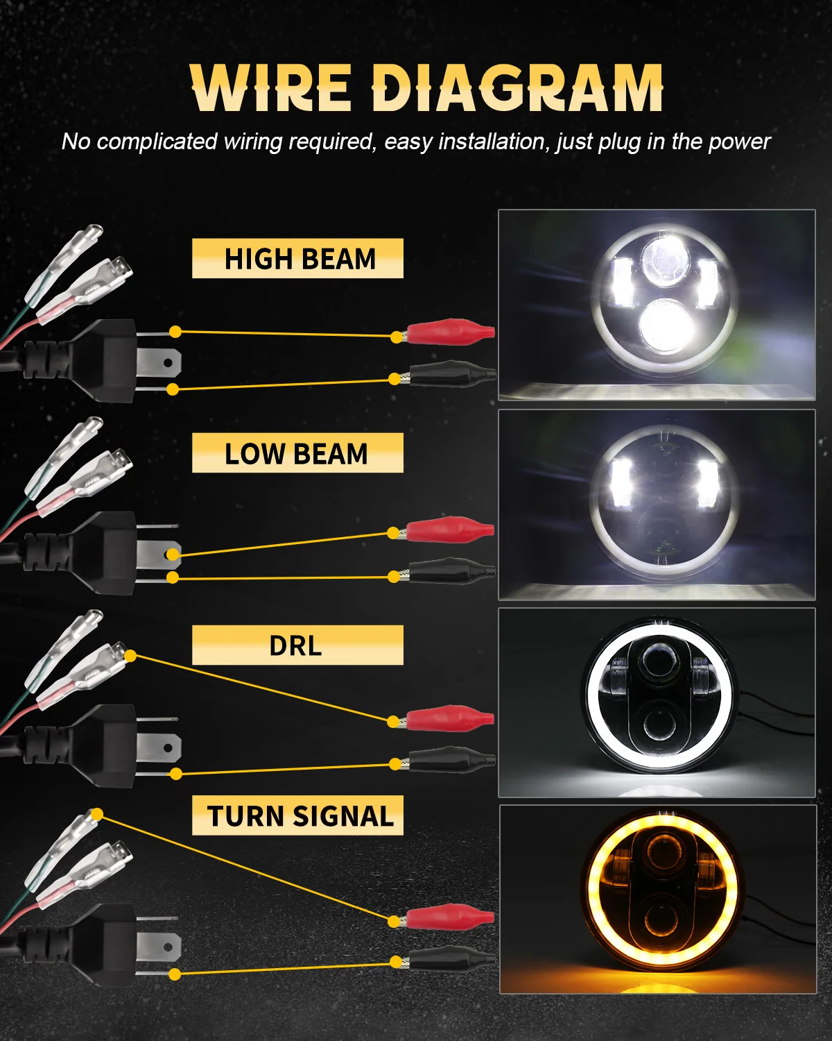 BraveWAY 5.75 inch LED Headlight for Motorcycle/Car/Truck 5-3/4" Round Motorbike Headlamp