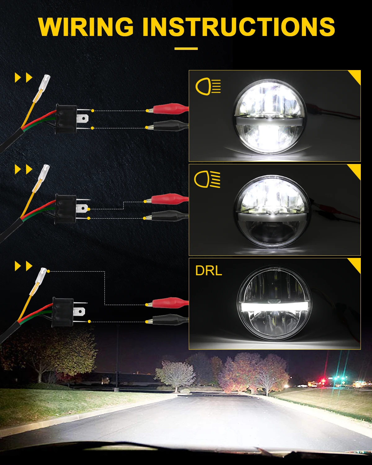 BraveWAY 5.75 inch LED Headlight for Motorcycle/Car/Truck 5-3/4" Round Motorbike Headlamp