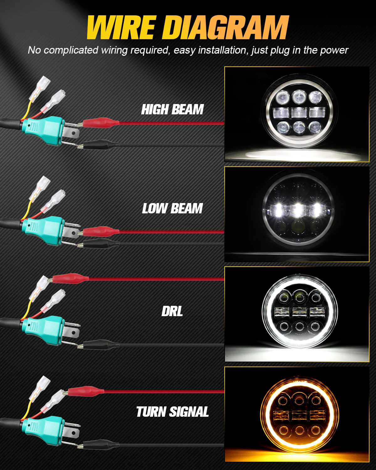 BraveWAY 5.75 inch LED Headlight for Motorcycle/Car/Truck 5-3/4" Round Motorbike Headlamp