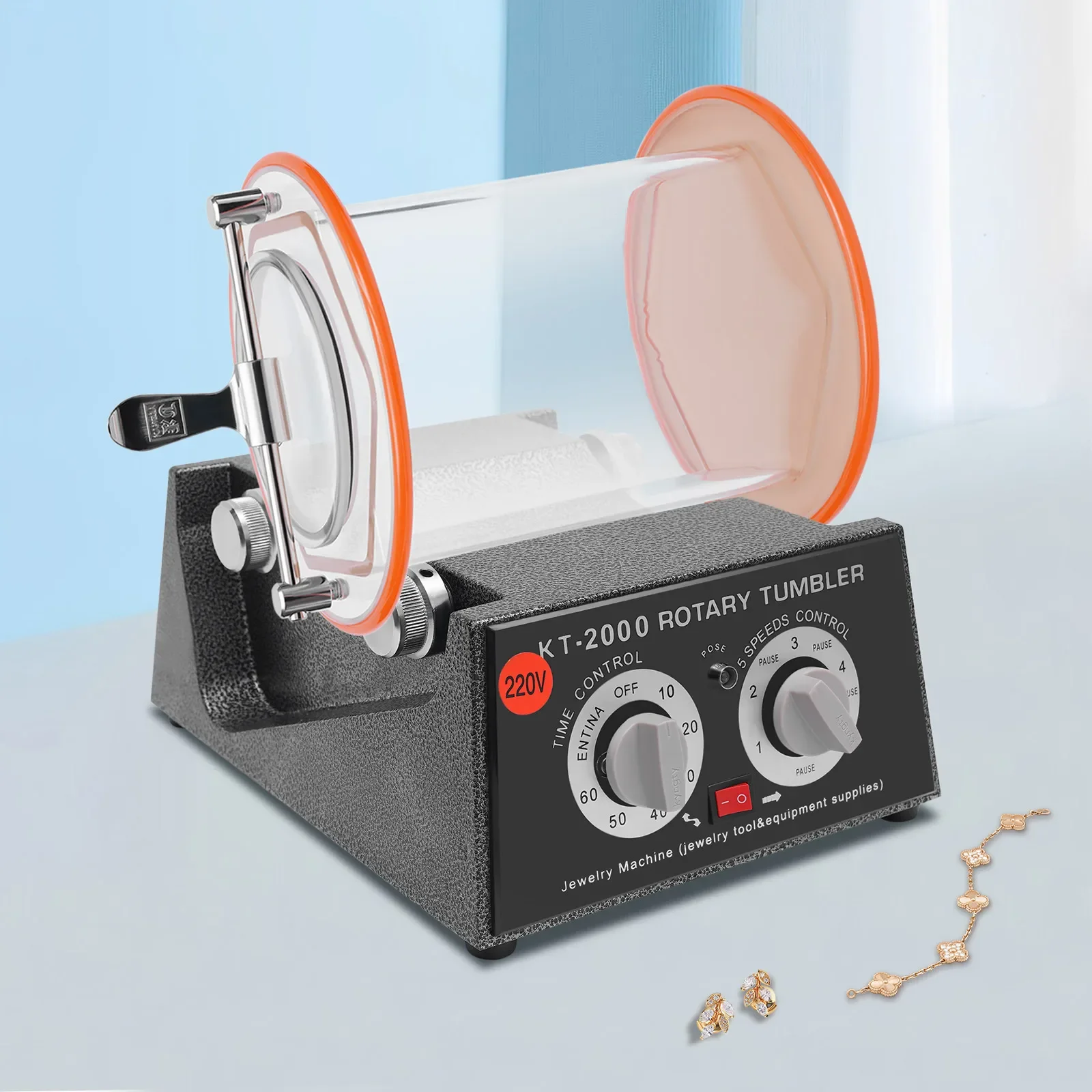 110V 80W Polishing Machine CE 5kg Capacity 5-speed Adjustable for Coins Metals Timing Design Wide Application Anti-corrosion