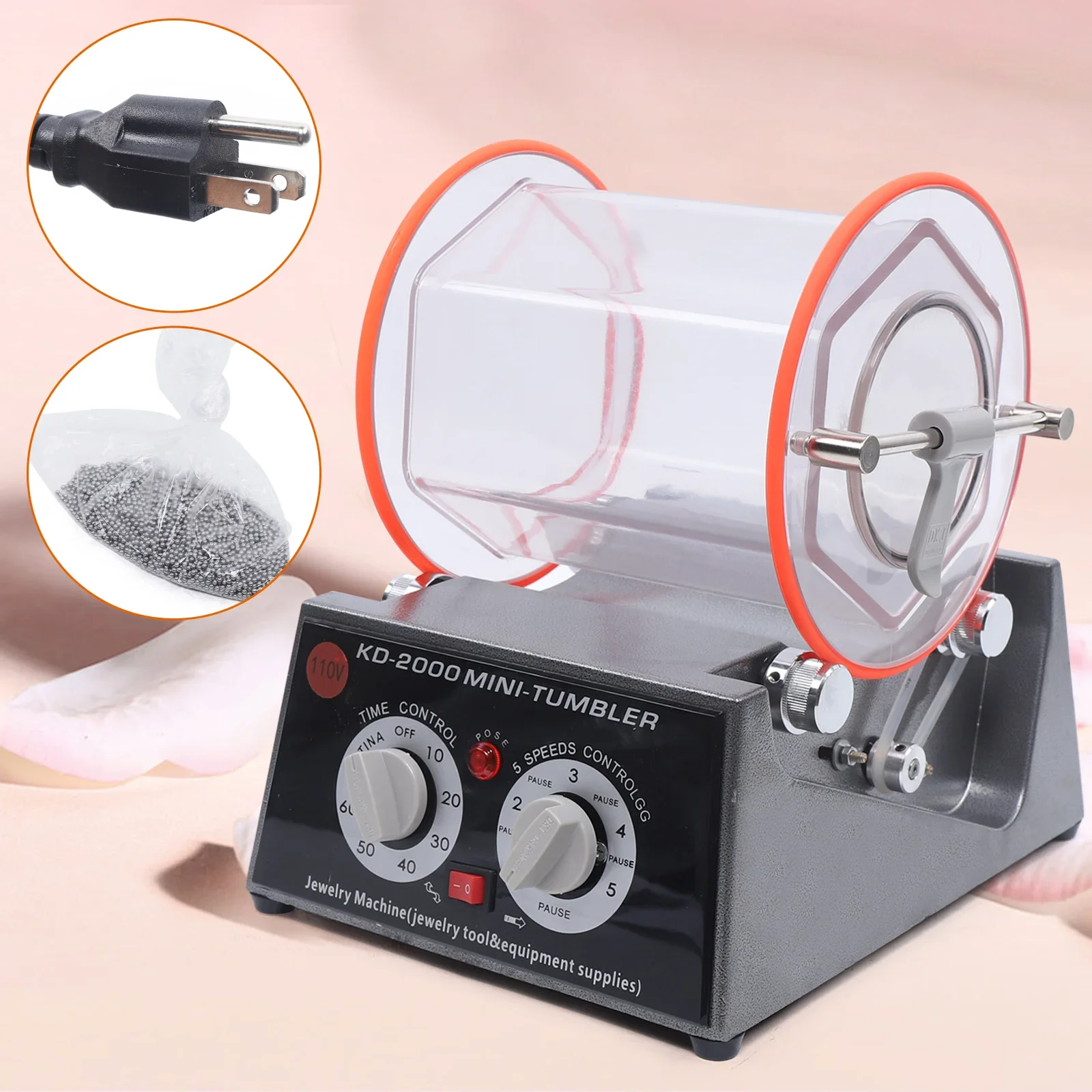 110V 80W Polishing Machine CE 5kg Capacity 5-speed Adjustable for Coins Metals Timing Design Wide Application Anti-corrosion